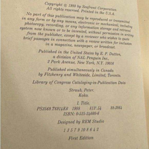 KoKo by Peter Straub: 1st Edition Hardcover 1983: Horror:Drama:Thriller Book - Picture 3 of 6